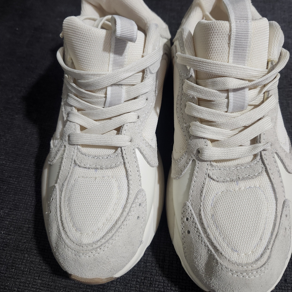 Mango Women's Chunky Athletic Sneakers in Off-White and Light Gray